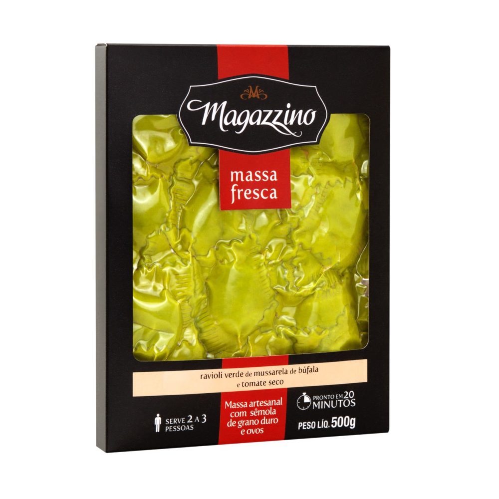 RAVIOLI VERDE DE MUSSARELA DE BÚFALA E TOMATE SECO 500G