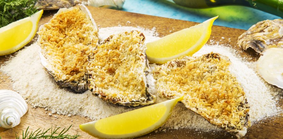 Ostras gratinadas ao molho branco